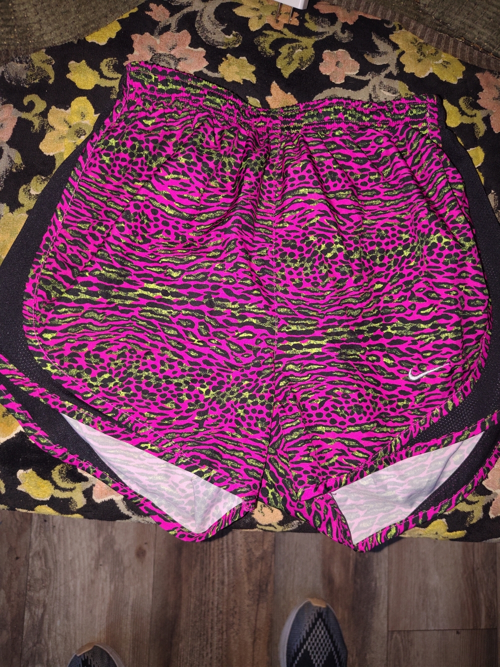 Nike Women's Neon Pink & Lime Animal Print Athletic Shorts